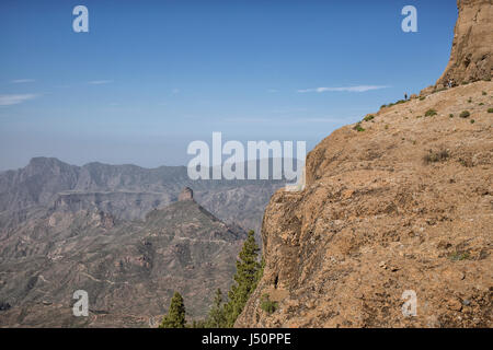 Vista da Roque Nublo su Gran Canaria di paesaggio Foto Stock