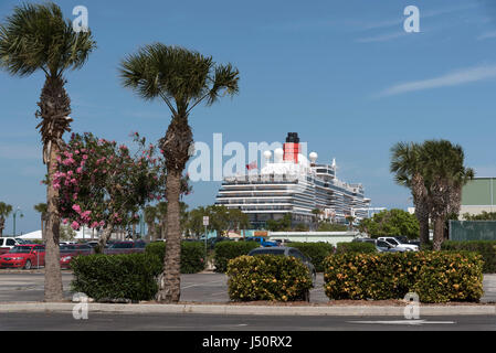 La nave di crociera accanto a Port Canaveral, Florida, Stati Uniti d'America. Foto Stock