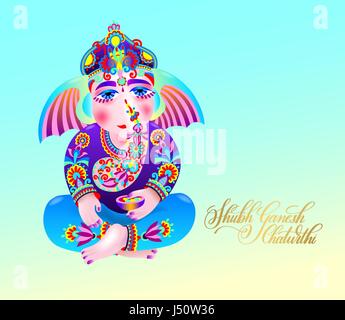 Shubh ganesh chaturthi biglietto di auguri per festa indiano Illustrazione Vettoriale