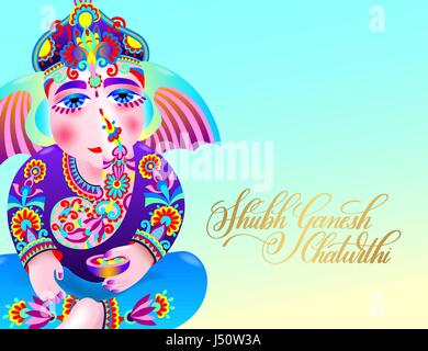 Shubh ganesh chaturthi biglietto di auguri per festa indiano Illustrazione Vettoriale