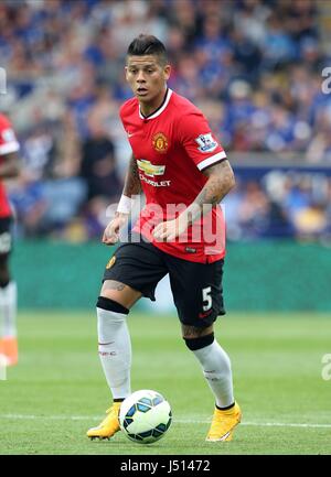 MARCOS ROJO MANCHESTER UNITED FC il re lo stadio di potenza Leicester Inghilterra 21 Settembre 2014 Foto Stock