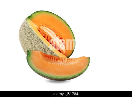 Melon maturata su uno sfondo bianco. Foto Stock