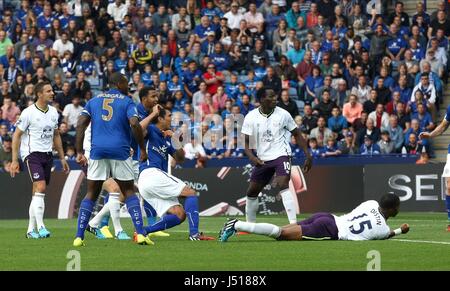 LEONARDO ULLOA PUNTEGGI LEICESTER CITY V Everton il re lo stadio di potenza Leicester Inghilterra 16 Agosto 2014 Foto Stock