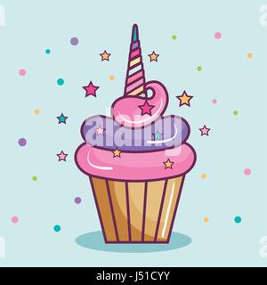 Unicorn cupcake design Illustrazione Vettoriale