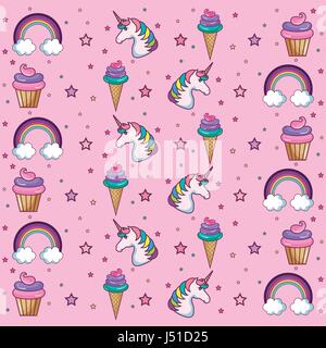 Kawaii design pattern. Illustrazione Vettoriale