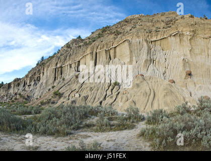 Interessanti formazioni di roccia nel Parco nazionale Theodore Roosevelt. Foto Stock