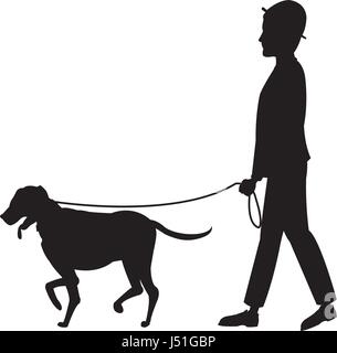 Pittogramma uomo hat passeggiate con il cane pet Illustrazione Vettoriale
