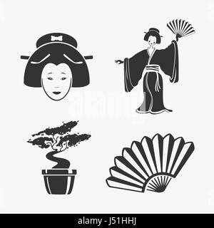 Set di elementi Giappone illustrazione vettoriale Illustrazione Vettoriale