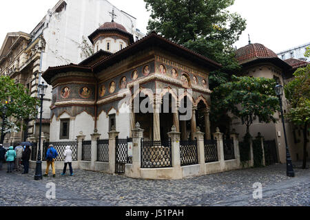 Chiesa di Stavropoleos nel centro di Bucarest. Foto Stock