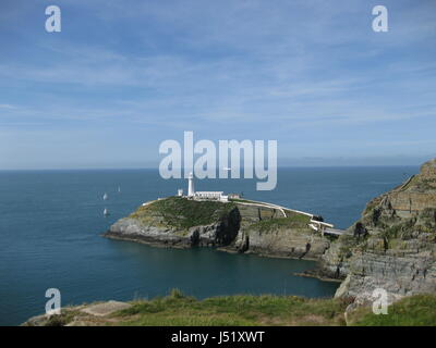 Sud pila faro da sopra a Holyhead, Anglesey nel Galles Foto Stock