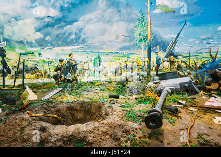 Diorama sconfitta delle forze fasciste nel territorio della Bielorussia al presso la bielorussa Museo della Grande Guerra Patriottica. Minsk, Bielorussia. Foto Stock