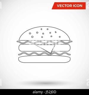Burger icona piatta Illustrazione Vettoriale