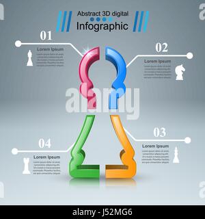 Il logo di scacchi. Infographics Business. Icona del pedone. Illustrazione Vettoriale