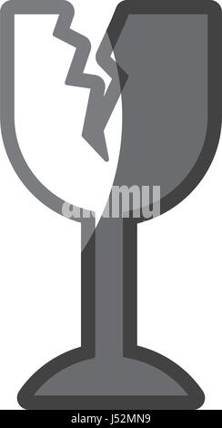 Silhouette in scala di grigi di imballaggio fragili Simbolo rottura vetro del vino Illustrazione Vettoriale