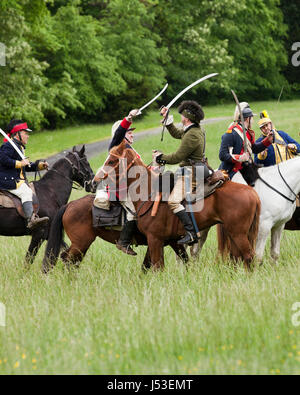 Guerra rivoluzionaria re-enactors a cavallo - USA Foto Stock