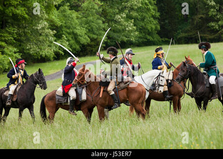 Guerra rivoluzionaria re-enactors a cavallo - USA Foto Stock