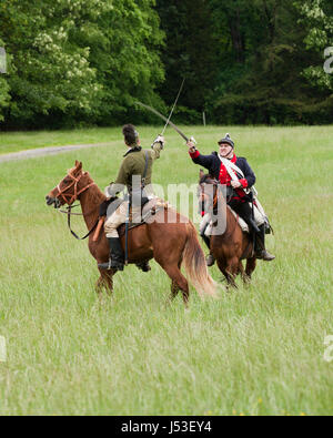 Guerra rivoluzionaria re-enactors a cavallo - USA Foto Stock