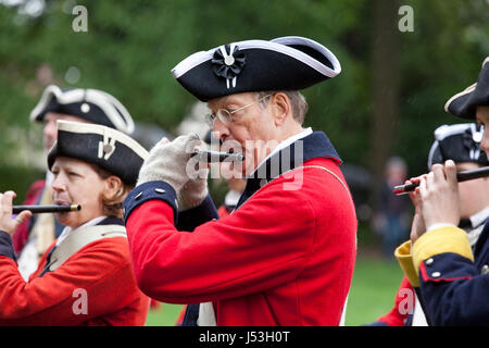 Xviii secolo esercito continentale (US Army) rievocazione storica fife giocatori - USA Foto Stock