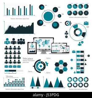 Infografico Business concetto - set di vettore di elementi infografico in design piatto per lo stile di presentazione, opuscoli, sito web. Vettore di set di icone Illustrazione Vettoriale