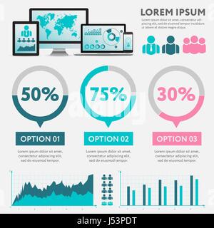 Infografico Business concetto - set di vettore di elementi infografico in design piatto per lo stile di presentazione, opuscoli, sito web. Grande set di Infographics Illustrazione Vettoriale