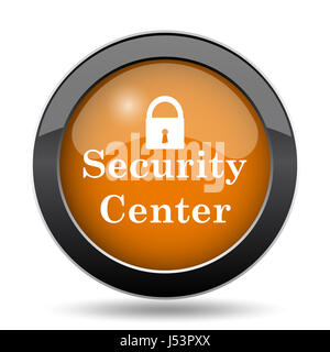 Icona di sicurezza. Security Center sito web pulsante su sfondo bianco. Foto Stock