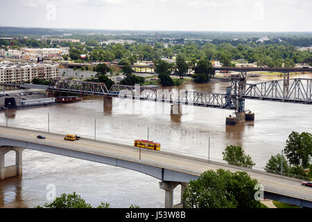 Little Rock Arkansas, Arkansas River, North Little Rock view, Junction Bridge, North Little Rock, tram, AR080607046 Foto Stock