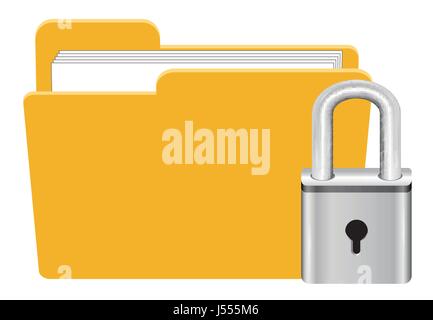 Cartella con chiave master icona a forma di lucchetto vettore Illustrazione Vettoriale