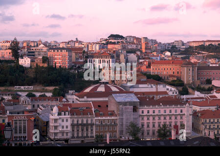 Lisbona, Portogallo - 25 giugno 2016: vista di Lisbona in serata Foto Stock