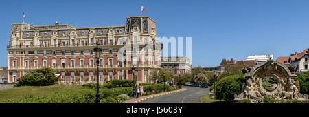 Vista panoramica del Hotel du Palais di Biarritz, Francia, Europa Foto Stock