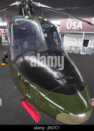 Agusta A-109K elicottero presso il Salone Internazionale delle Tecnologie per la difesa, SITDEF, 2017, presso la sede dell'esercito peruviano. La manifestazione si terrà dal 18 al 21 maggio con la presenza dei rappresentanti di 27 paesi Foto Stock