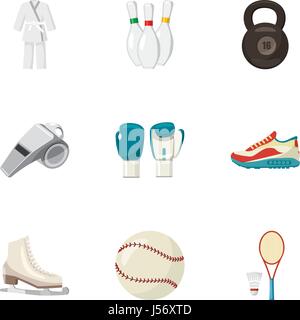 Sport roba set di icone, stile cartoon Illustrazione Vettoriale