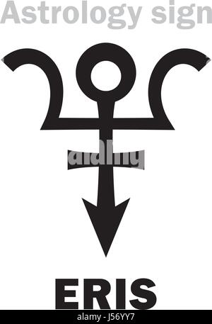 Alfabeto astrologia: ERIS, più massiccia e la seconda più grande superdistant Dwarf Planet. Caratteri geroglifici segno (simbolo unico). Illustrazione Vettoriale