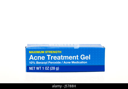 Acne di trattamento Gel contenente perossido di benzoile. Foto Stock