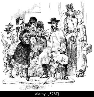 Giovani donne che offrono mazzi di fiori per la vendita ai passeggeri in Jersey City Rail terminus, Pennsylvania Railroad, New York City a Baltimora, nello Stato di New York, Stati Uniti d'America Foto Stock