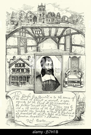Incisione Vintage Richard Baxter, (12 novembre 1615 - 8 dicembre 1691) era un inglese Puritan chiesa leader, poeta, inno-writer, teologo e c. Foto Stock