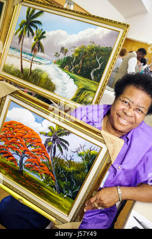 Florida, Mt. Mount Dora, Donnelly Park, Florida Highwaymen Art Show, artista, Mary Ann Carroll, donna donna donna donna, tela incorniciata, paesaggio, pittura, auto-tesa Foto Stock