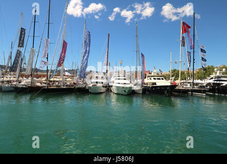 Immagini combinata di Palma International Boat Show 2017 e Palma Superyacht Show 2017 - Palma il Vecchio Porto ( Moll Vell ), Palma de Mallorca, Baleares Foto Stock