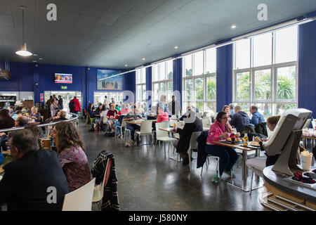 Il personale e gli studenti di mangiare il pranzo al cafè TaMedDa refettorio ristorante sul campus della Università di Aberystwyth, Wales UK Foto Stock