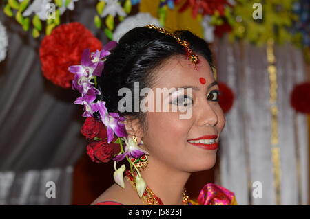 Ritratto nuziale, Ritratto di sposa, Assamese tradizionale cerimonia di nozze, nozze indiano, Wedding photography Foto Stock