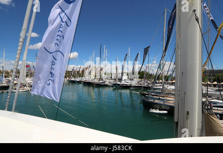 Immagini combinata di Palma International Boat Show 2017 e Palma Superyacht Show 2017 - Palma il Vecchio Porto ( Moll Vell ), Palma de Mallorca, Baleares Foto Stock