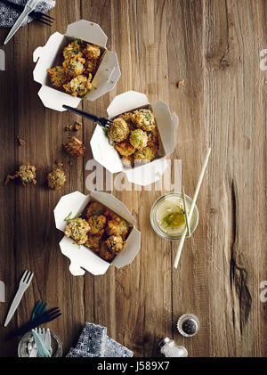 Croccante fritti i cavoletti di Bruxelles Foto Stock