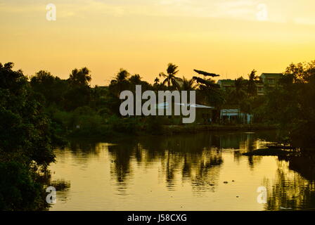 Tramonto sul Delta del Mekong, Can Tho, Vietnam Foto Stock