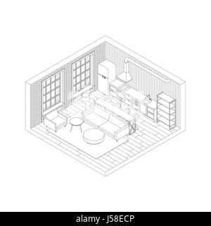 La linea living room interior Illustrazione Vettoriale