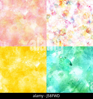 Un set di seamless artistico texture di sfondo in rosa, giallo oro, e teal blu. Una collezione di quadri di festa per cartoline di compleanno o matrimonio inv Foto Stock