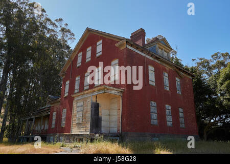 Abbandonato il vecchio ospedale militare su Angel Island, San Francisco. Foto Stock