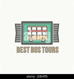 Viaggio in autobus e tour trvel logo badge Illustrazione Vettoriale