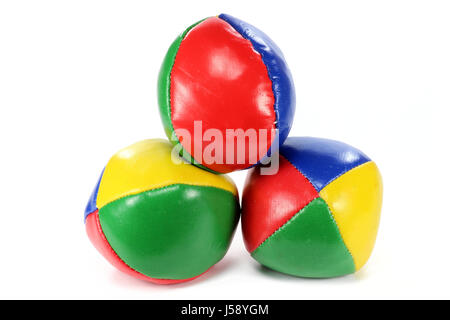 Juggling balls isolati su sfondo bianco Foto Stock