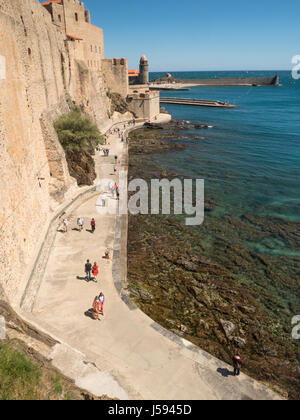 Visualizza f Collioure, Cote de Cantabia, Francia Foto Stock