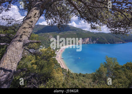 Lychnos spiaggia nei pressi di Parga resort di Epiro costa del Mar Ionio, Grecia Foto Stock