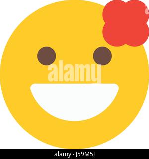 Gli Emoji sorridente con fiore Illustrazione Vettoriale